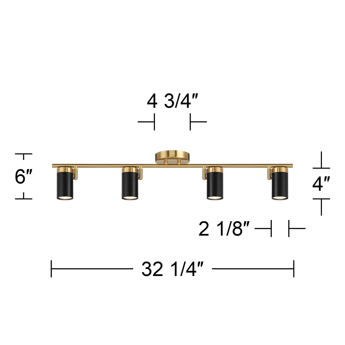 Simms 4-Light Fixture Black/Gold LED 32 1/4" Wide Track Light Fixture