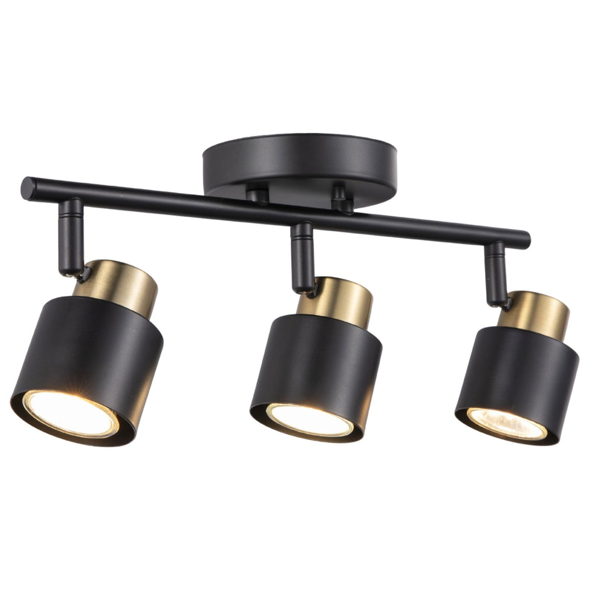 3 Light Track Lighting Kit, Matte Black Brass Finish 3 Way Adjustable with GU10 Modern Ceiling Directional Spot