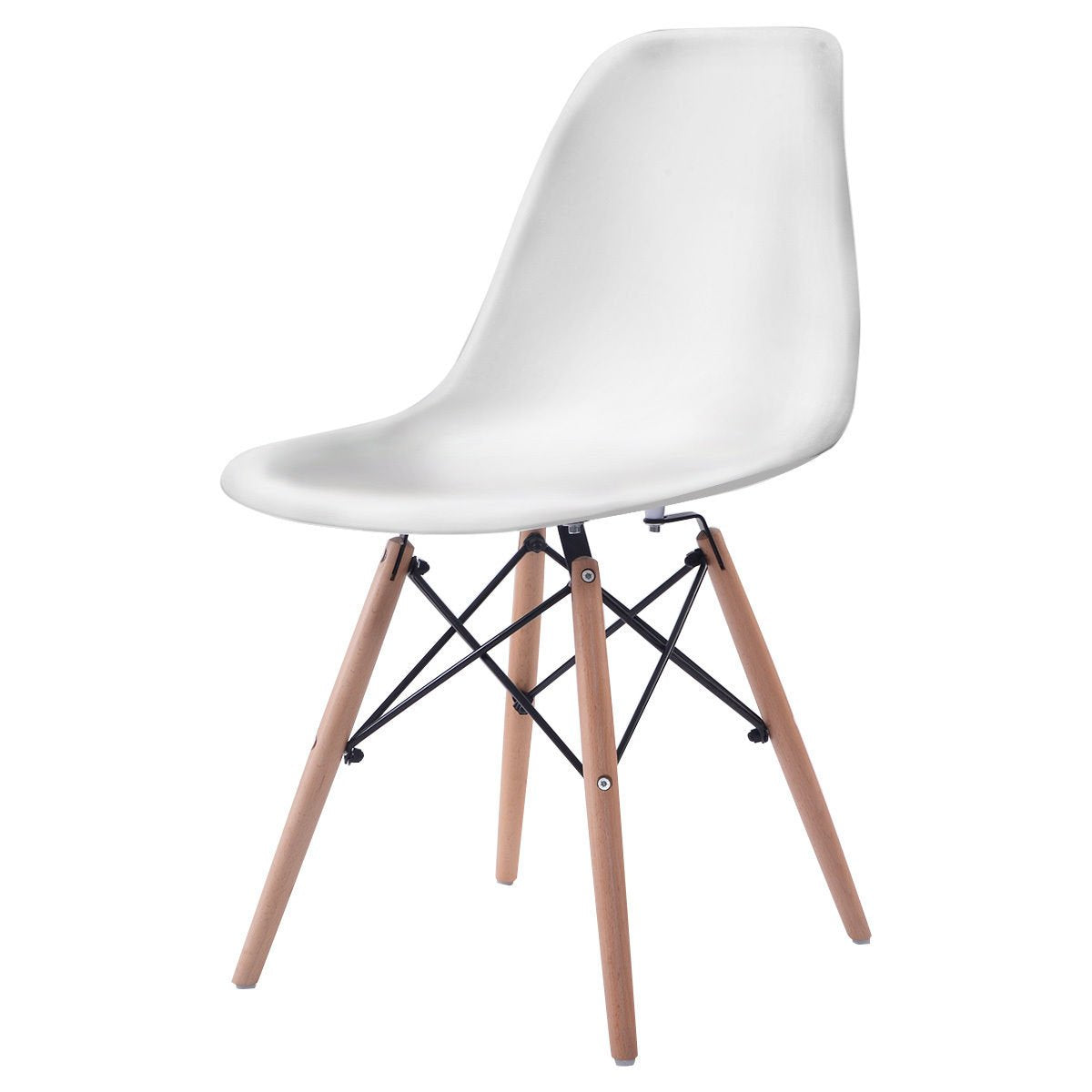 Inspired Eames Style Dinning Chair Set of 4, Mid Century Modern Eiffel DSW Shell Molded Plastic Chair, Dining, Living Room