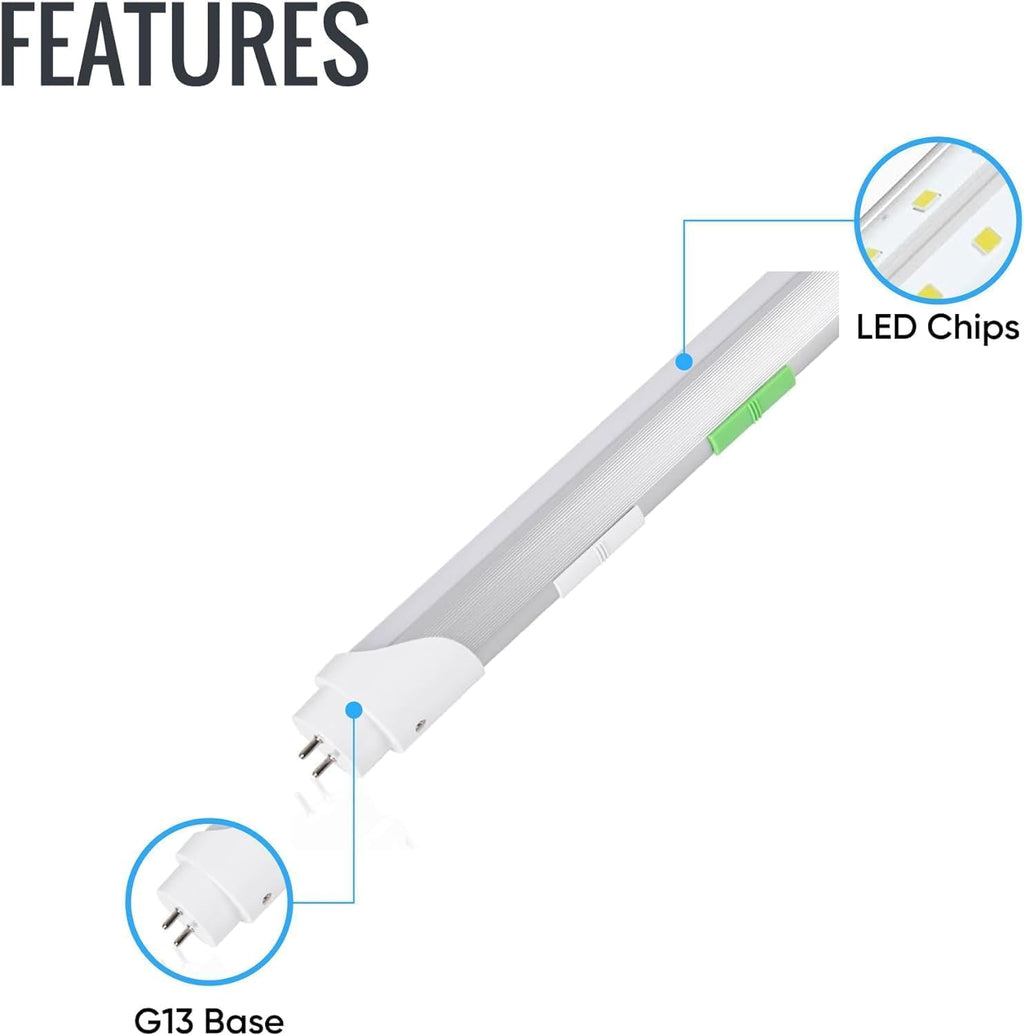 4FT T8 LED Tube Light, Type A+B, 12W/15W/18W/22W, 3000K | 4000K | 5000K | 6500K, Single and Double End Powered, Plug
