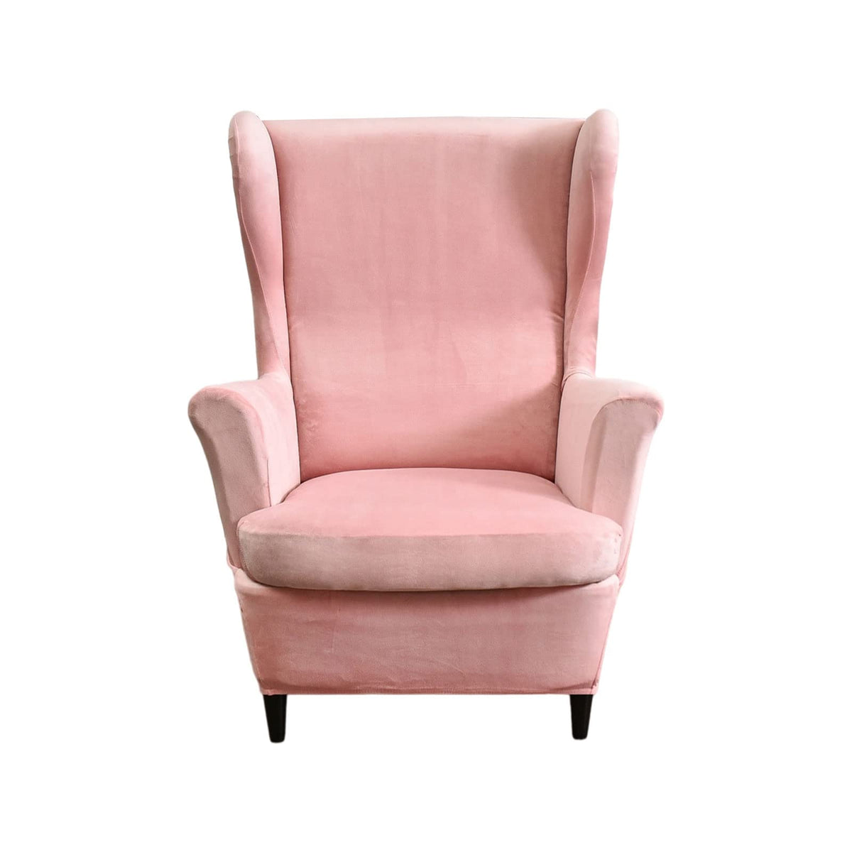 Velvet Wingback Armchair Covers 2-Piece Elastic Stretch Wingback Chair Sofa Slipcover Soft Wingback Chair Slipcover