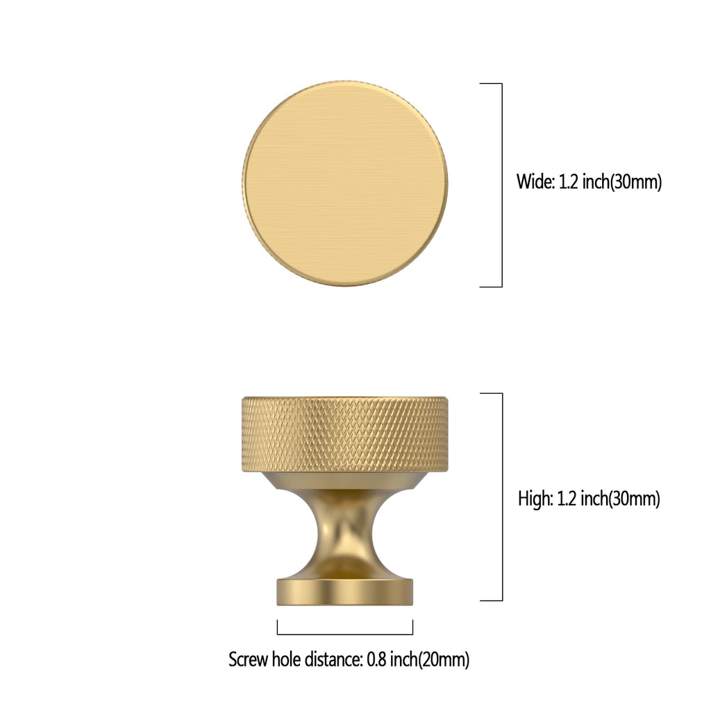 Champagne Bronze Knurled Cabinet Knobs Round Drawer Pulls 20 Pack