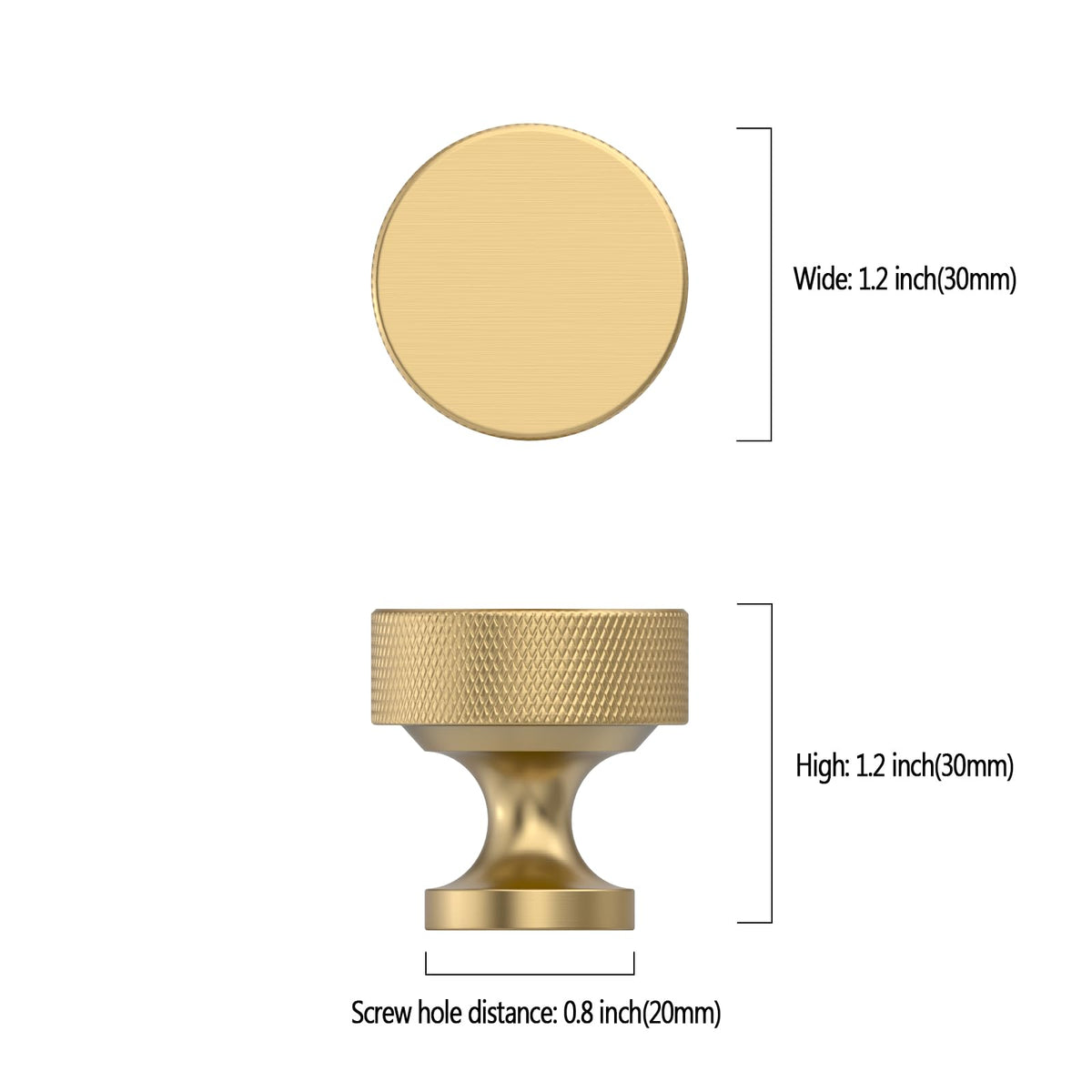 Champagne Bronze Knurled Cabinet Knobs Round Drawer Pulls 20 Pack