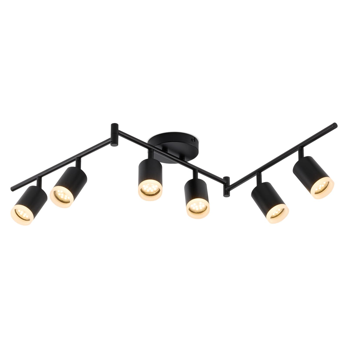 6 Light Black Kitchen Track Lighting Fixtures Ceiling Adjustable Head