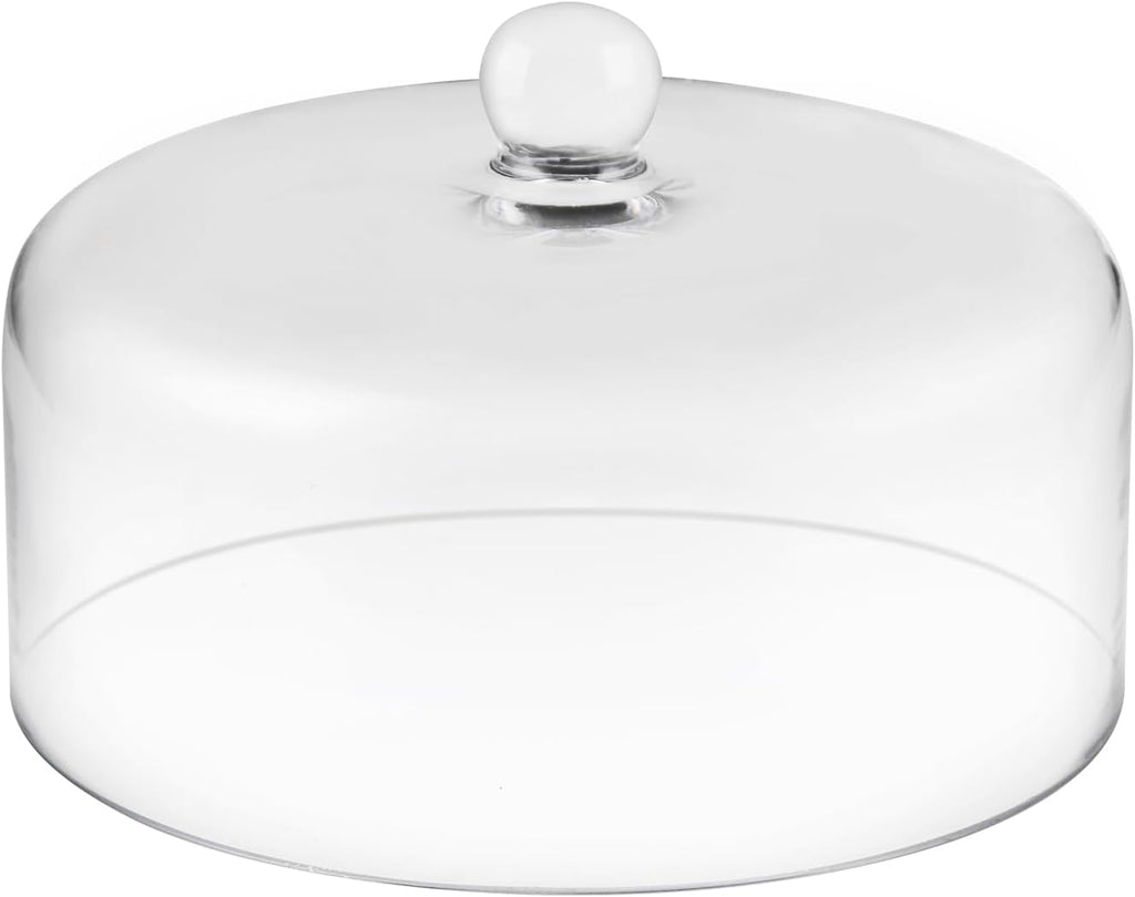 9.6" Wide Handmade Sturdy Glass Cake Dome, Cake Cover Lid for Cake, Food and Display, Glass Topper For Cake Plate