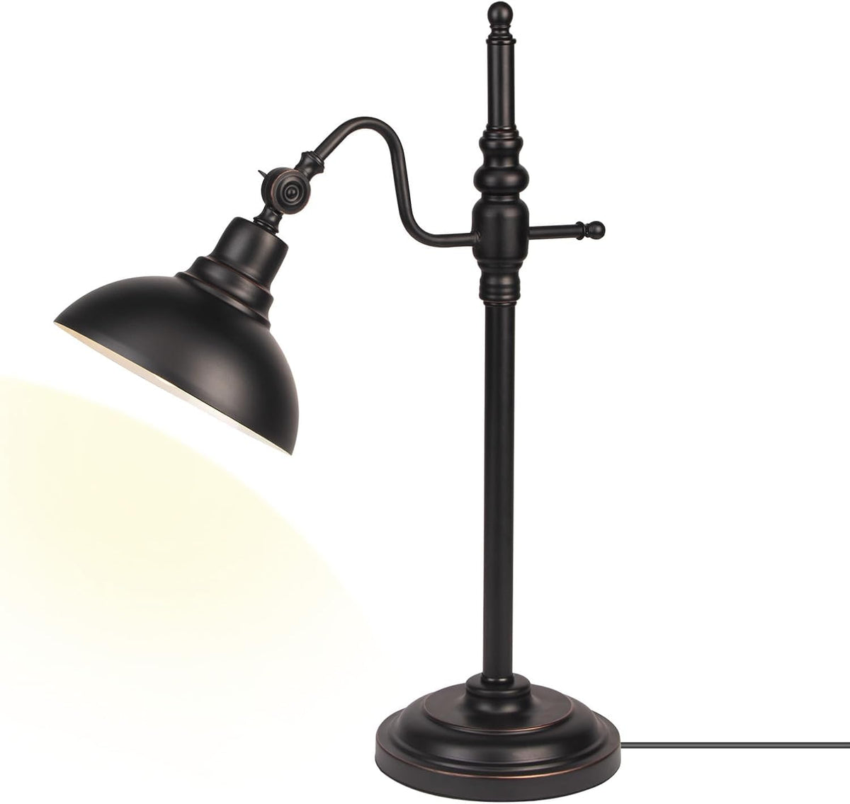 Black Farmhouse Desk Lamp, Industrial Metal Eye-Caring Table Lamp,Vintage Desk Lamp Living Room Dorm