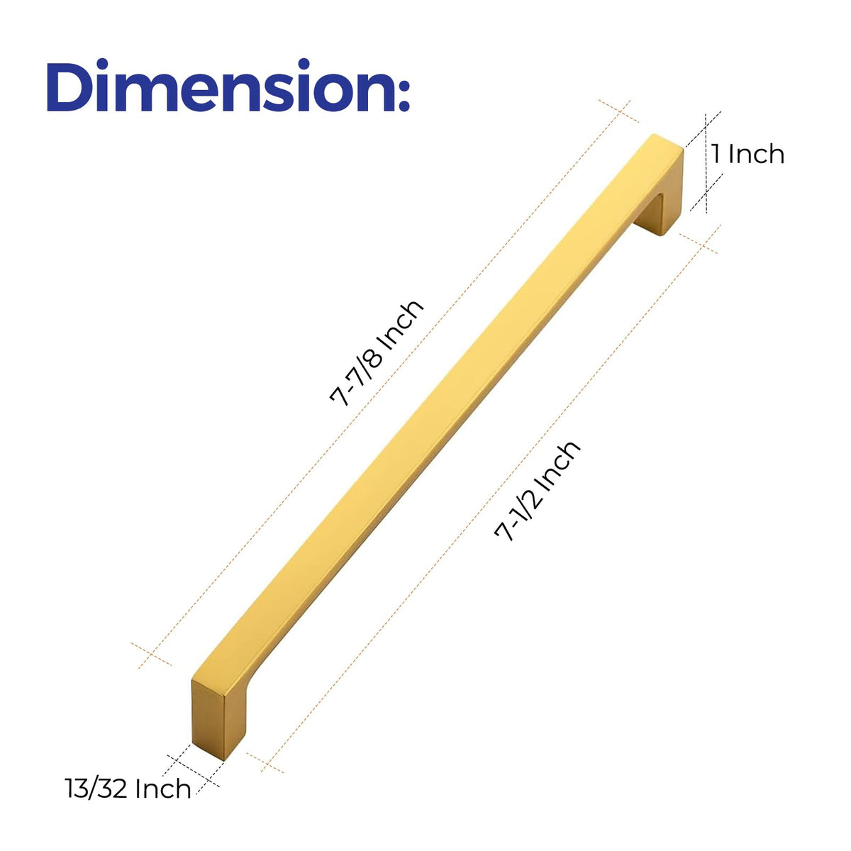 Brushed Brass Solid Pulls Cabinet Handles 7-1/2 Inch 10 Pack