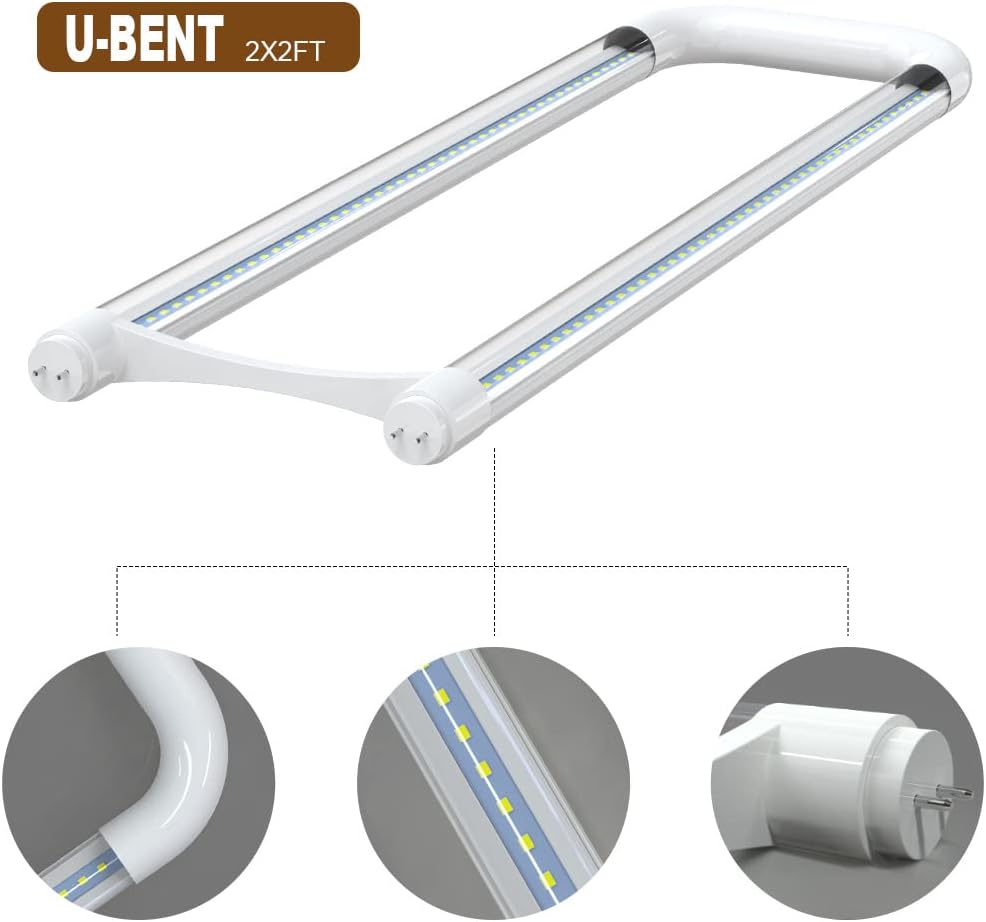 U Bend T8 LED Tube, 5000K Daylight, 10 Pack, ETL Listed
