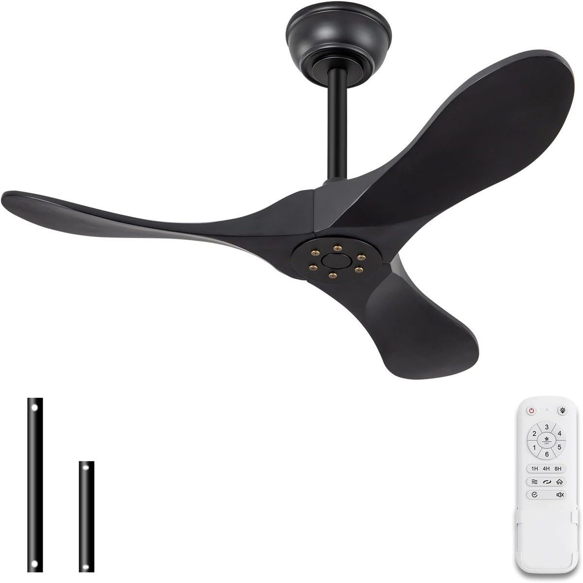 Inspired Maverick Style 36 Inch Solid Wood Black Ceiling Fan with Remote,Ceiling Fan no Light,6 Speeds,Noiseless,Reversible DC Motor,Modern Ceiling Fans without Lights for Bedroom Farmhouse Kids Room