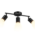 LED 3 Light Track Lighting Kit, Black 3 Way Ceiling Spot Lighting, Flexibly Rotatable Light Head, GU10 Bulb Not