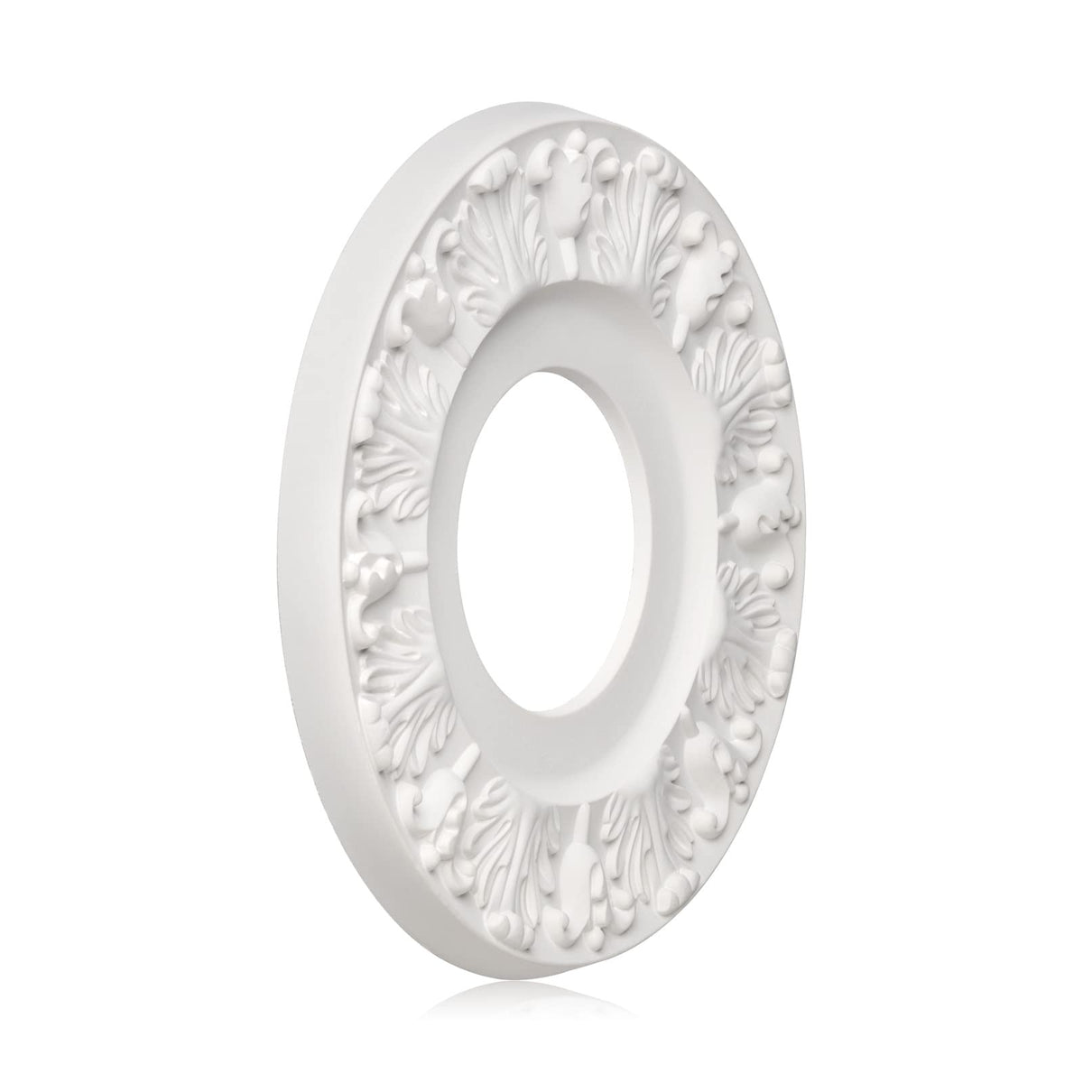 2 Pcs Vintage Carved Flower Ceiling Medallion for Light Fixtures and Ceiling Fans (10-1/8"OD X 4"ID White)