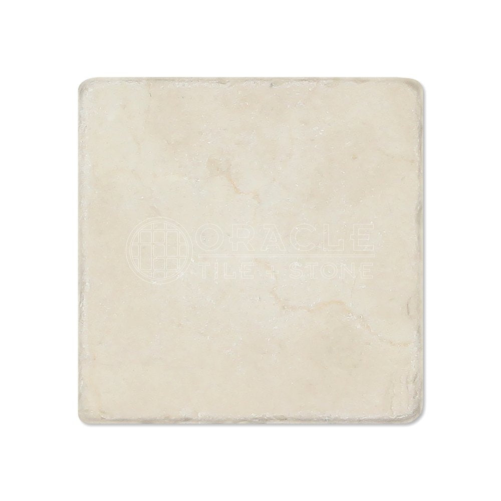 Crema Marfil Spanish Marble 4 X 4 Subway Field Tile, Tumbled