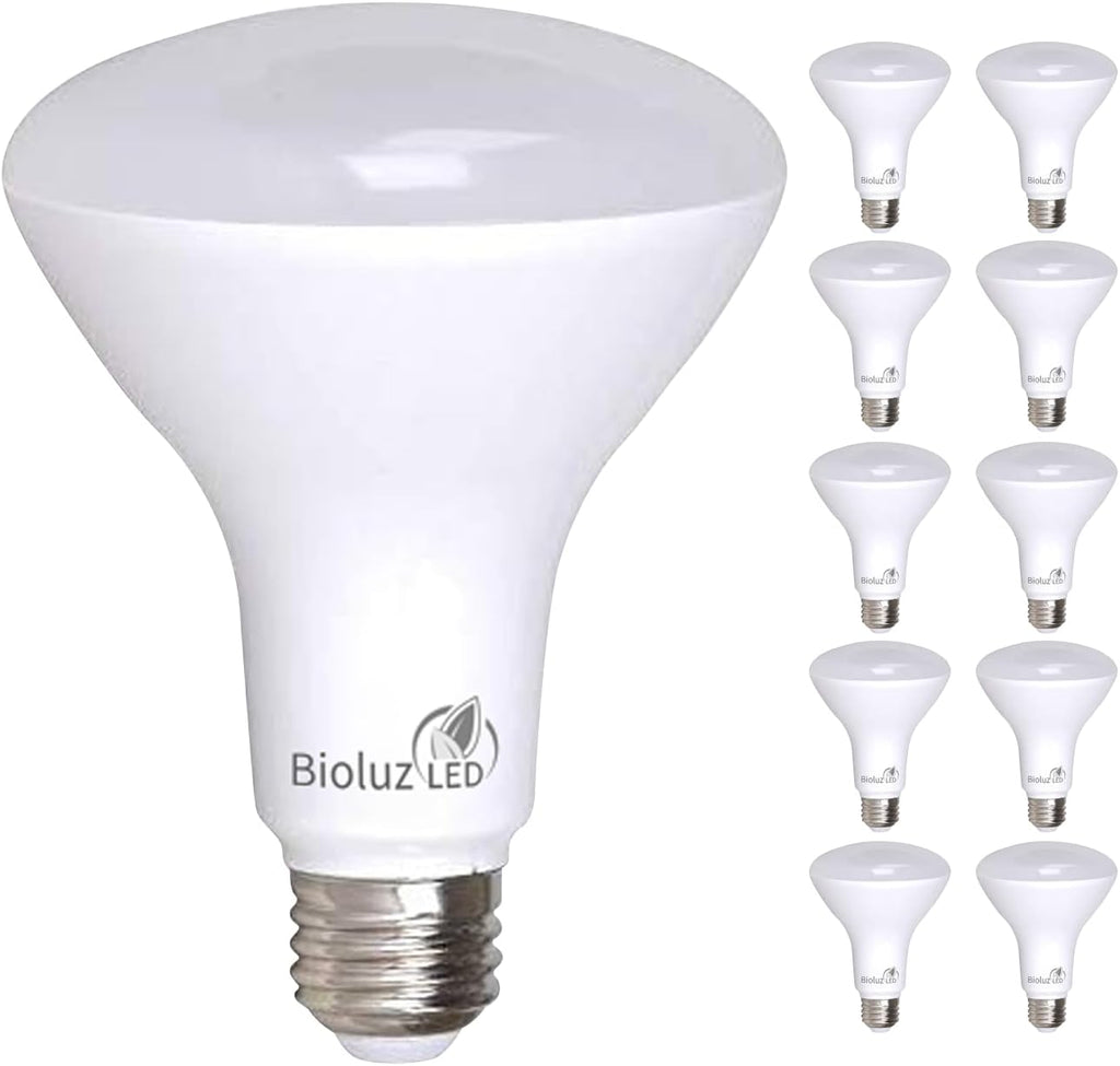 10 Pack BR30 LED Bulbs, Indoor Flood Lights 90+ CRI 75W Equivalent uses 9.5W 2700K Warm White 850 Lumens, E26 Base