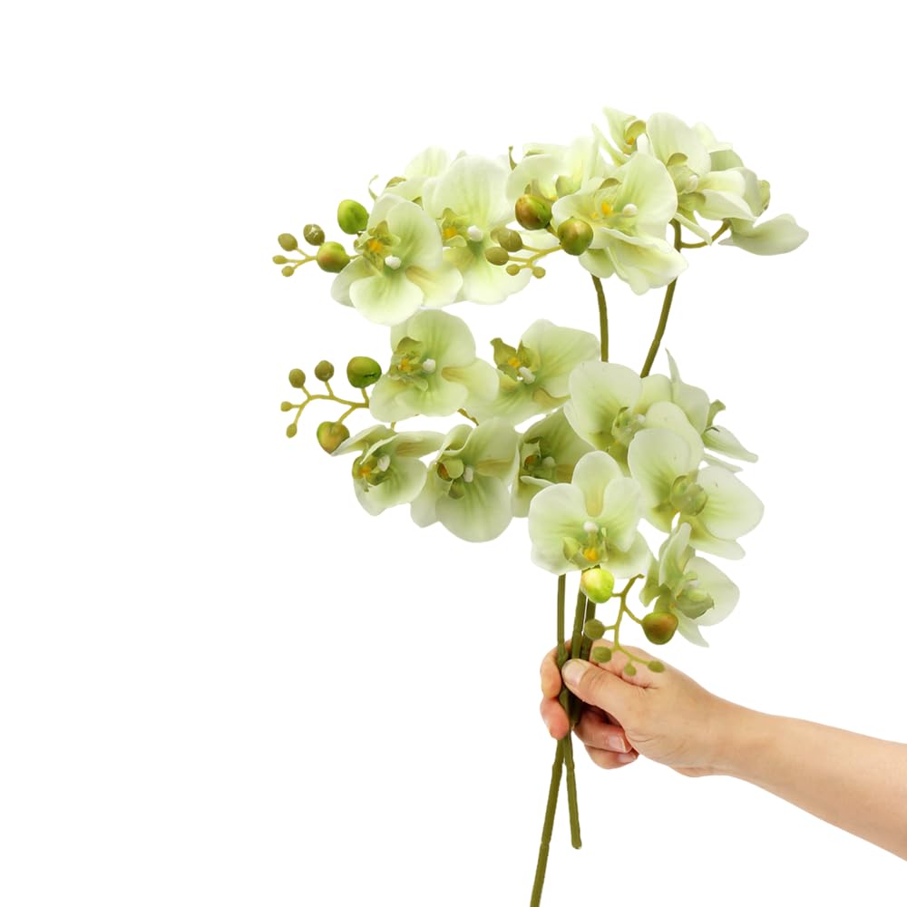 4-Pcs Artificial Real Touch Latex Phalaenopsis 17.7inch Artificial Orchid Stem Bouquets for Wedding Party Home Garden