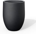 Large Round Bullet Black Concrete Planter 21.7" Tall, Outdoor | Rubber Plug for Indoor, Drainage for Garden