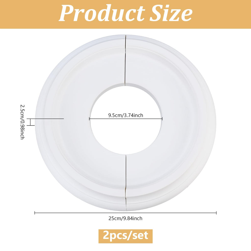 White Split Ceiling Medallions for Light Fixtures 10" OD x 4" ID PU Ceiling Light Cover Round Ring Decorative Ceiling