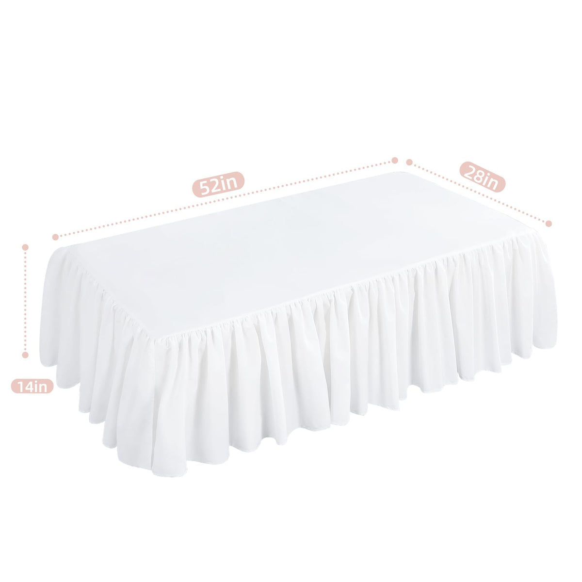 White Crib Skirt 28"X52" with 14" Drop, Ruffle Crib Bed Skirt for Baby Boys Girls, Fit Toddler Beds, Standard Crib