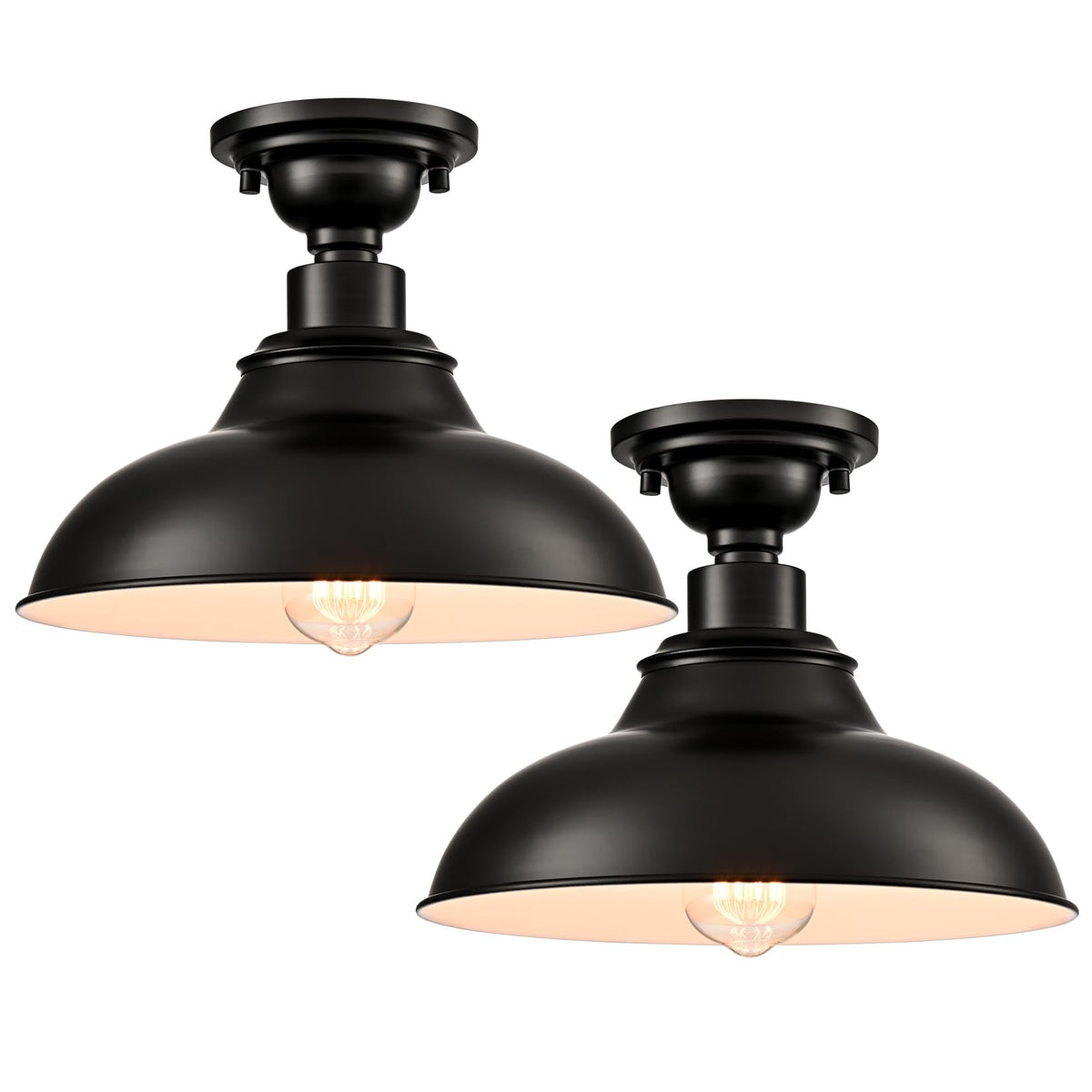 Farmhouse Black Semi Flush Mount Light 2 Pack