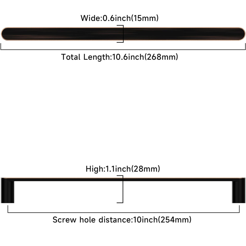 10 Pack 10 Inch(254mm) Oil Rubbed Bronze Kitchen Cabinet Handles, Cabinet Pulls Kitchen Cabinet Hardware Cupboard