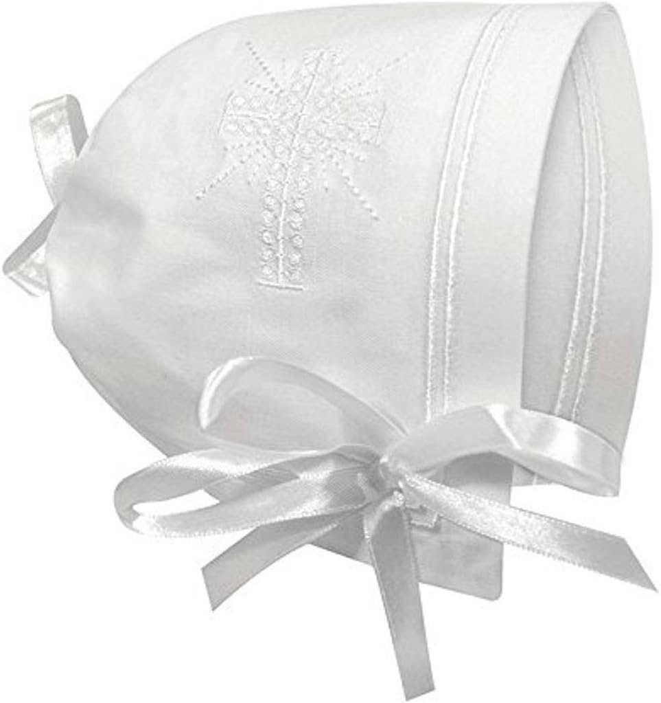 Baby-Girls Av2023-- Keepsake Cutwork Handkerchief Christening Bonnet with S-8e8e39c2