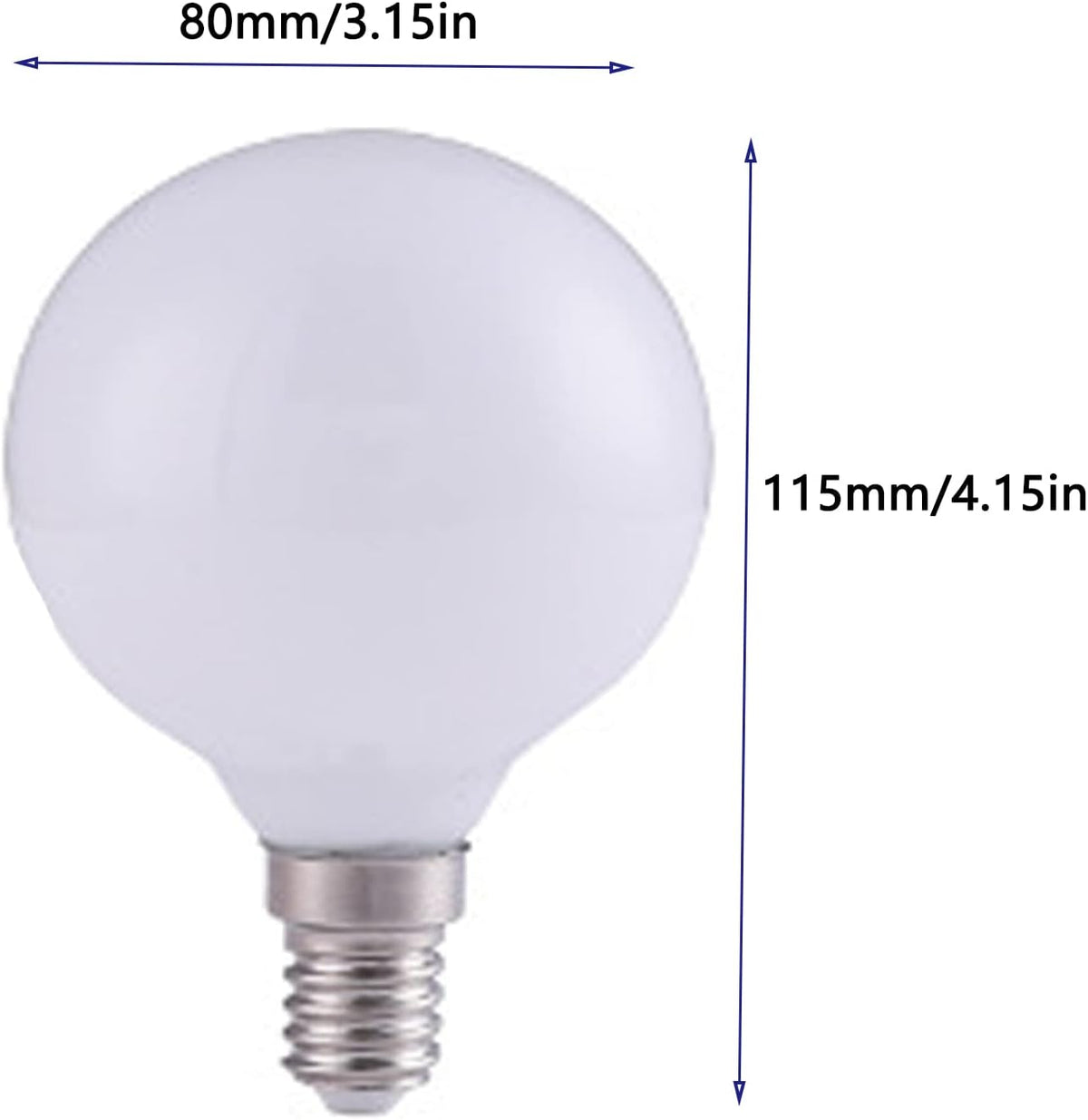 G25(G80) Globe LED Light Bulbs, E12 5W Vanity Edison Bulbs, Warm White 3000K,750LM, E12 Base, Milky Filament Bulbs
