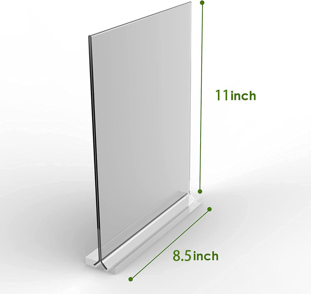 Acrylic Sign Holder 8.5x11 Inches 12 Pack T Shape Desktop Display Stand Vertical Double Sided Clear Table Menu Flyer