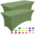 2 Pack Spandex Table Cloth 8FT, Elastic Fitted Sage Green Tablecloth