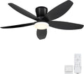 42" Black Indoor/Outdoor Flush Mount Ceiling Fan with Light & Remote