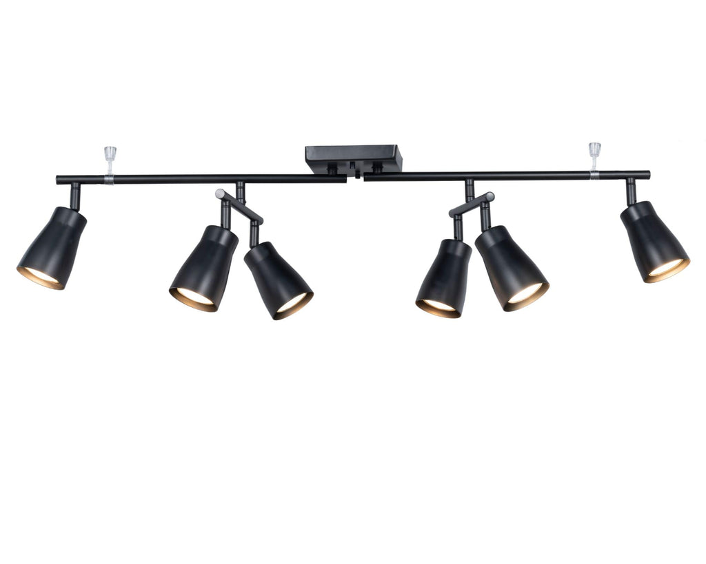 6 Light Modern Industrial Track Lighting Fixtures with Matte Black, Swivel Rotating Bar Ceiling Spotlight Adjustable