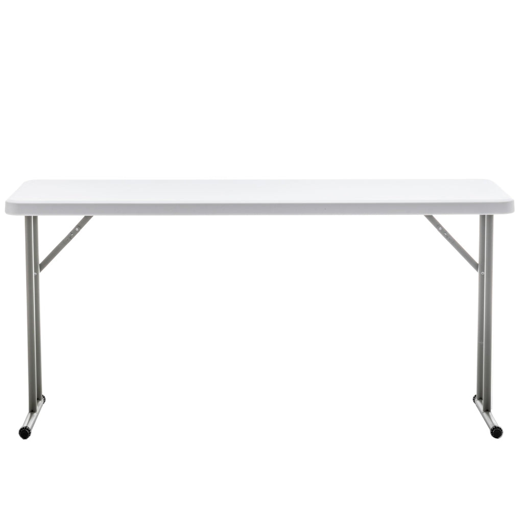 Set of 5, 5-Foot - 60" Long White Plastic Folding Seminar Training Table Portable 18" Wide Narrow, 29" High, Events