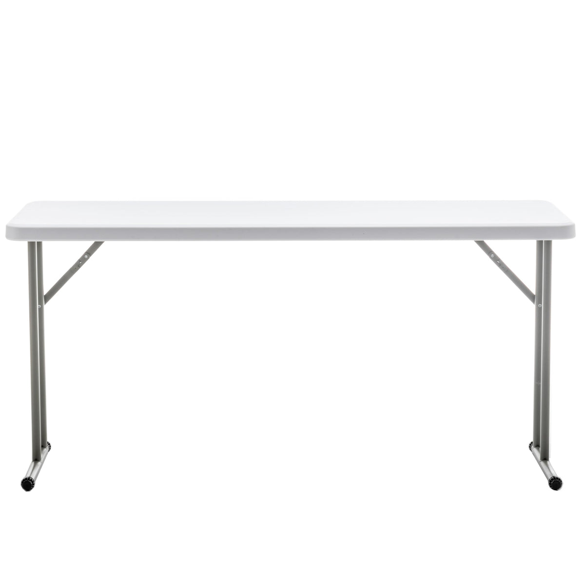 Set of 5, 5-Foot - 60" Long White Plastic Folding Seminar Training Table Portable 18" Wide Narrow, 29" High, Events