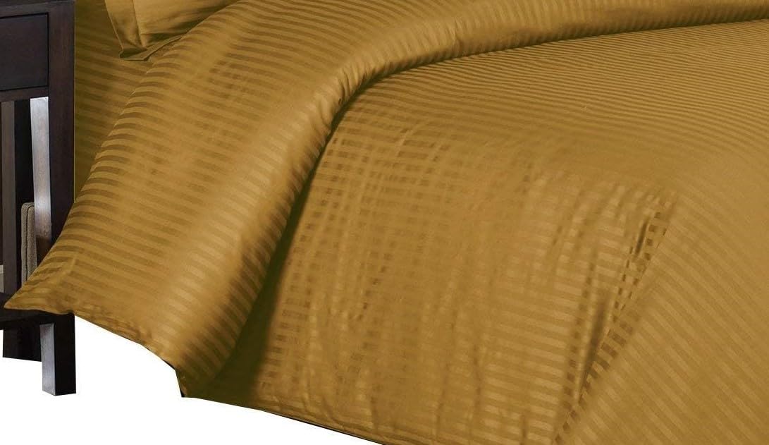Damask Stripes 300 Thread Count, 100-Percent Cotton King/California King Duvet Cover Set, 3PC Comforter Cover Set
