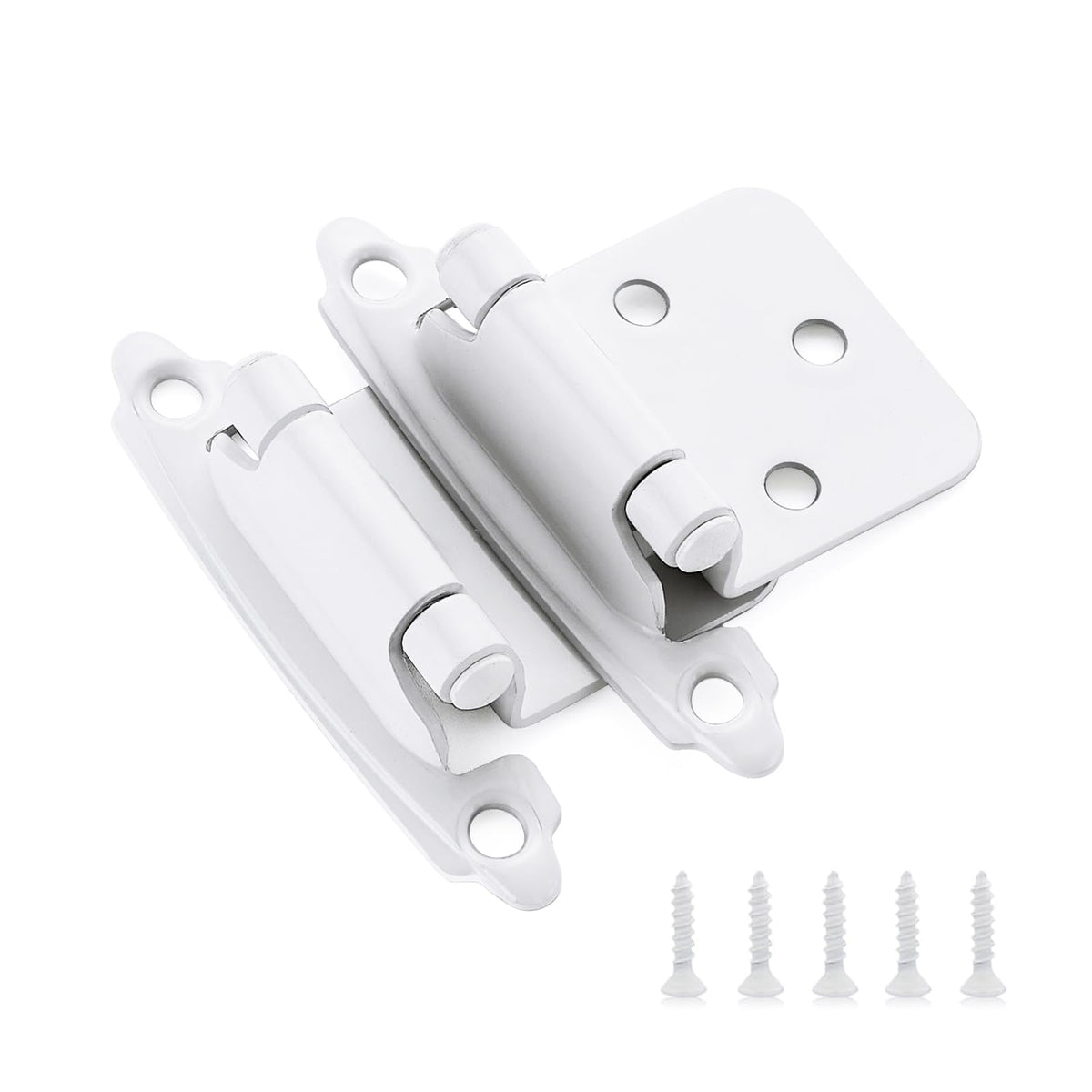 White Cabinet Hinges, 1/2 Inch Overlay, 60 Pack (30 Pairs)