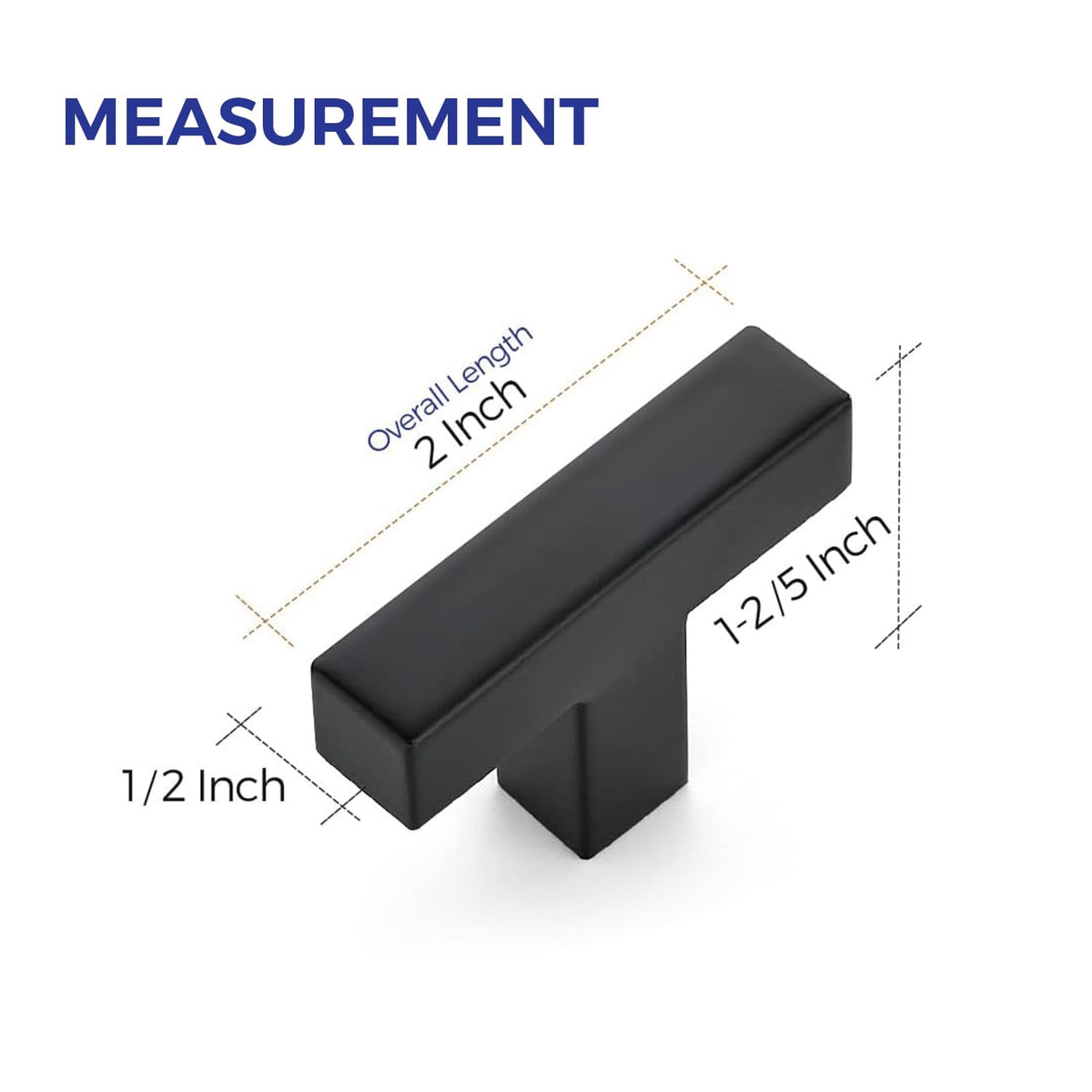 30 Pack Black Square Bar Cabinet Knobs 2 Inch Kitchen Handles