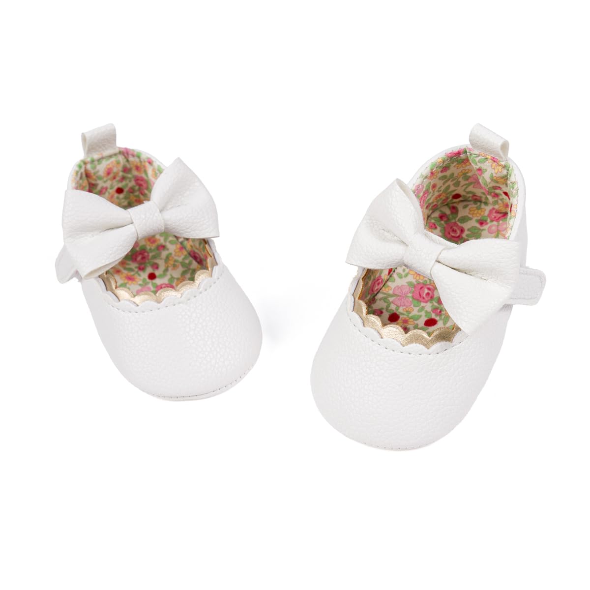 Newborn Baby Girls White Dress Shoes Infant Bowknot Soft Sole Mary Jane Moccasins Baptism Christening Crib Shoes