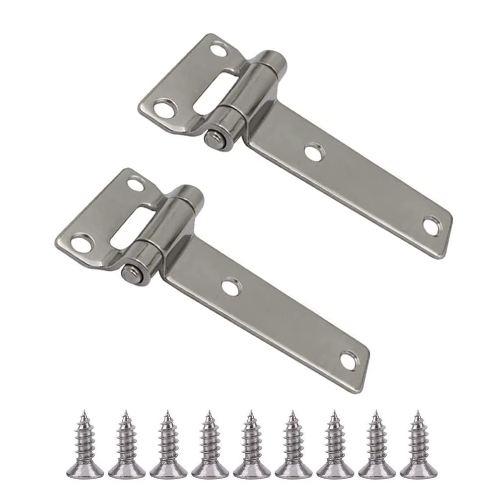 2 Pack 5.4 Inch T-Strap Hinges, 304 Stainless Steel Heavy Duty Tee Gate Hinges with Mounting Screws, Hinge Rust