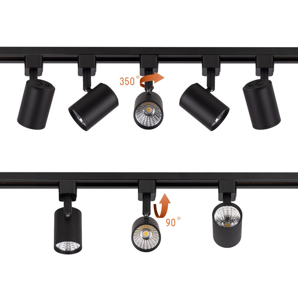 6 Pack J Type LED Track Lighting Heads 6.5W 3000K Warm White Black
