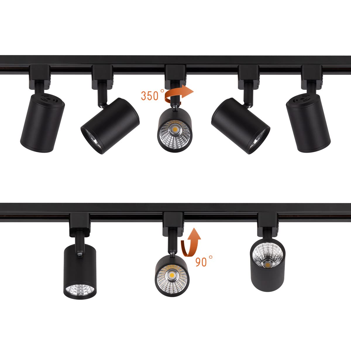 6 Pack J Type LED Track Lighting Heads 6.5W 3000K Warm White Black