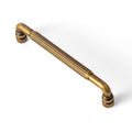 Antique Brass Cabinet Pulls, 5 in Hole Centers, Fluted Grip, 6 Pack