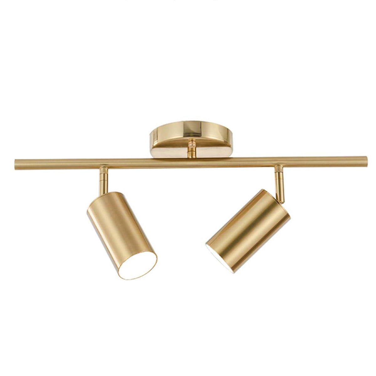 Lighting Modern 2-Light Gold Track Lighting Fixture Flush Mount Brushed Brass Track Lights Kit Mid Century Industrial