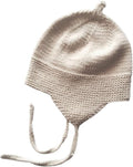 Organic Cotton Baby Bonnet Hat - Hand Knit Classic Heirloom Winter Hat with Ties