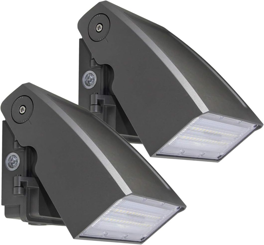 2 Pack) 30W LED Wall Pack, Dusk-to-Dawn Photocell, Adjustable Head, Full Cut-Off Security Light, 5000K 3300lm