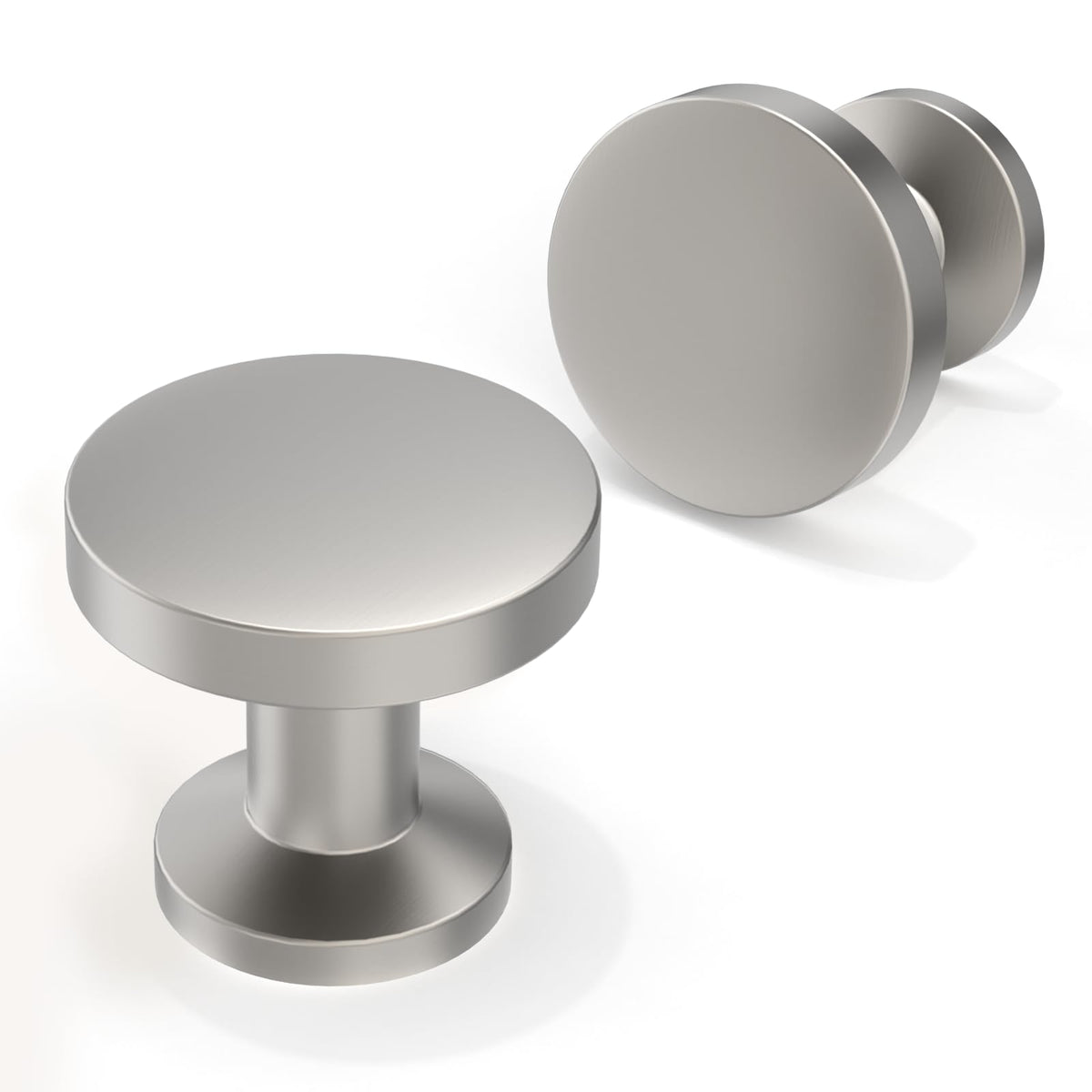 10 Pack Brushed Satin Nickel Cabinet Knobs 1-1/5 Inch(30mm) Single Hole Cabinet Pulls Round Kitchen Cabinet Knobs