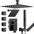Shower System with Body Jets, Four Modes Shower Faucet 12+6" Rain Shower Head with Handheld Spray 2 Ways, 4Pcs Shower