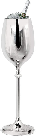 Large Champagne Glass Premium Aluminum Free Standing Nickel Plated Wine Chiller | Wine Coolers & Cellar With Ice