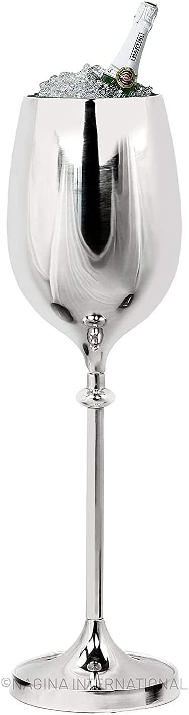 Large Champagne Glass Premium Aluminum Free Standing Nickel Plated Wine Chiller | Wine Coolers & Cellar With Ice