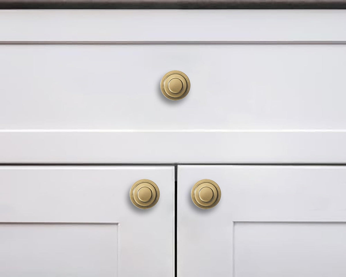 20 Pack 1-1/4 Inch(32mm) Champagne Bronze Round Cabinet Knobs Heavy Duty Soild Satin Brass Cabinet Knobs Kitchen