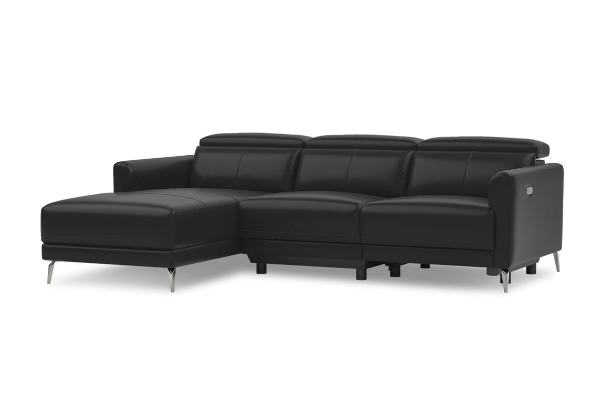 Andria 99.5" Reclining Leather Sectional Sofa, 3 Seater Reclining Couch with Left Hand Chaise | Italian Nappa 11000