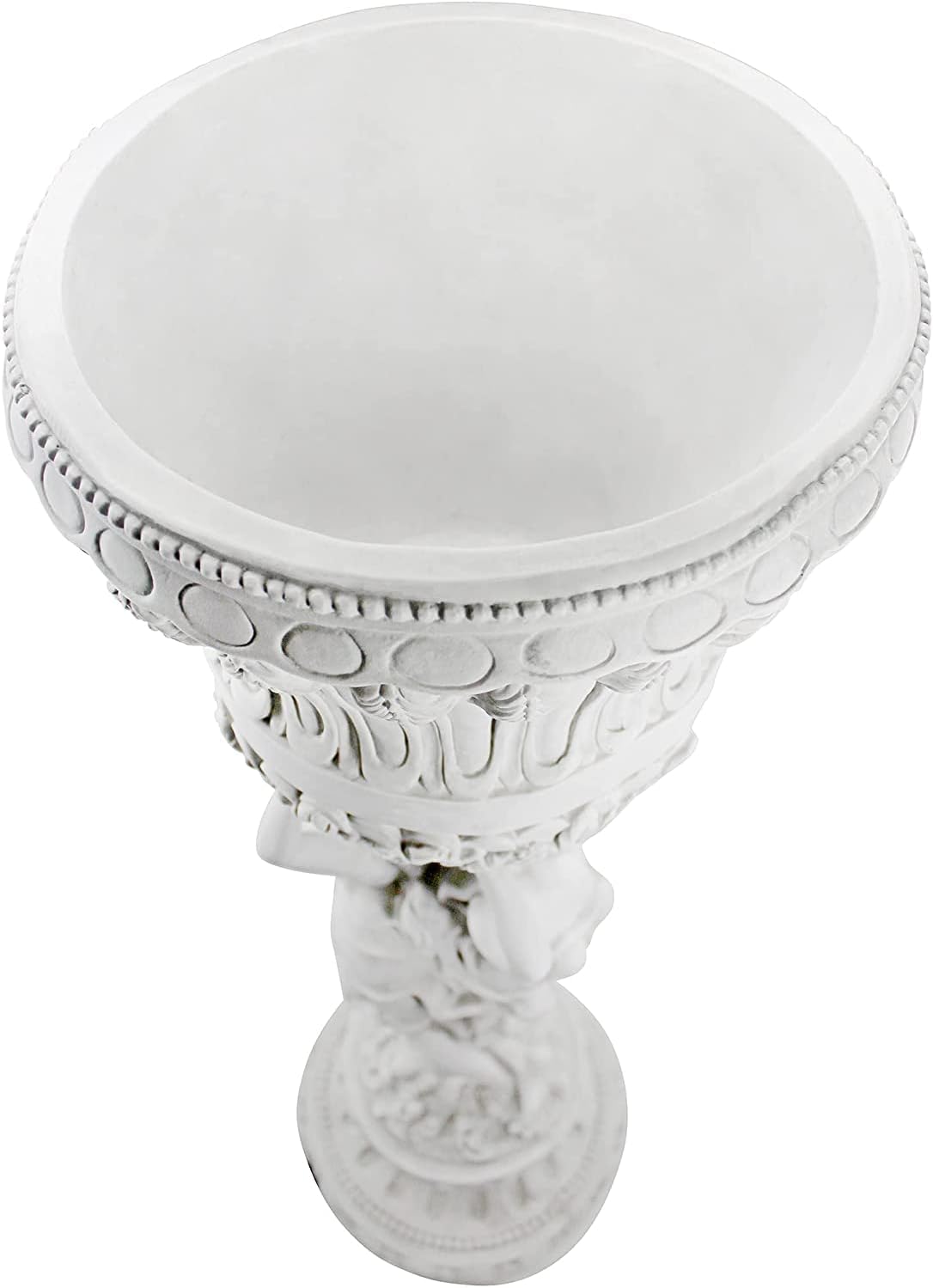 Les Filles Joyeuses Dancing Maidens Pedestal Column Plant Stand with Urn, 36 Inch Tall, Cast Stone Resin, Antique