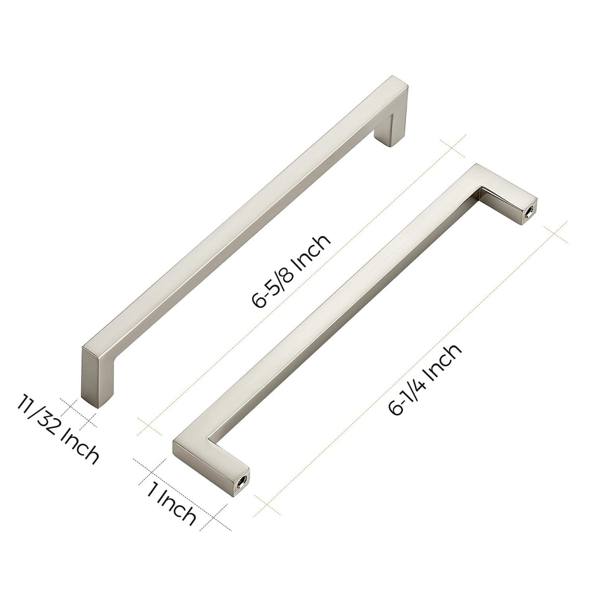 Brushed Nickel Cabinet Handles Cabinet Pulls 6-1/4 Inch CC, 10 Pack